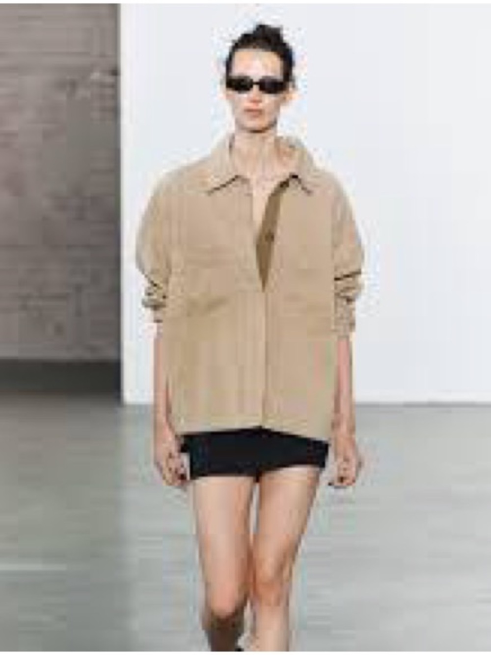 Zara Tan Utility Jacket with Front Patch Pockets